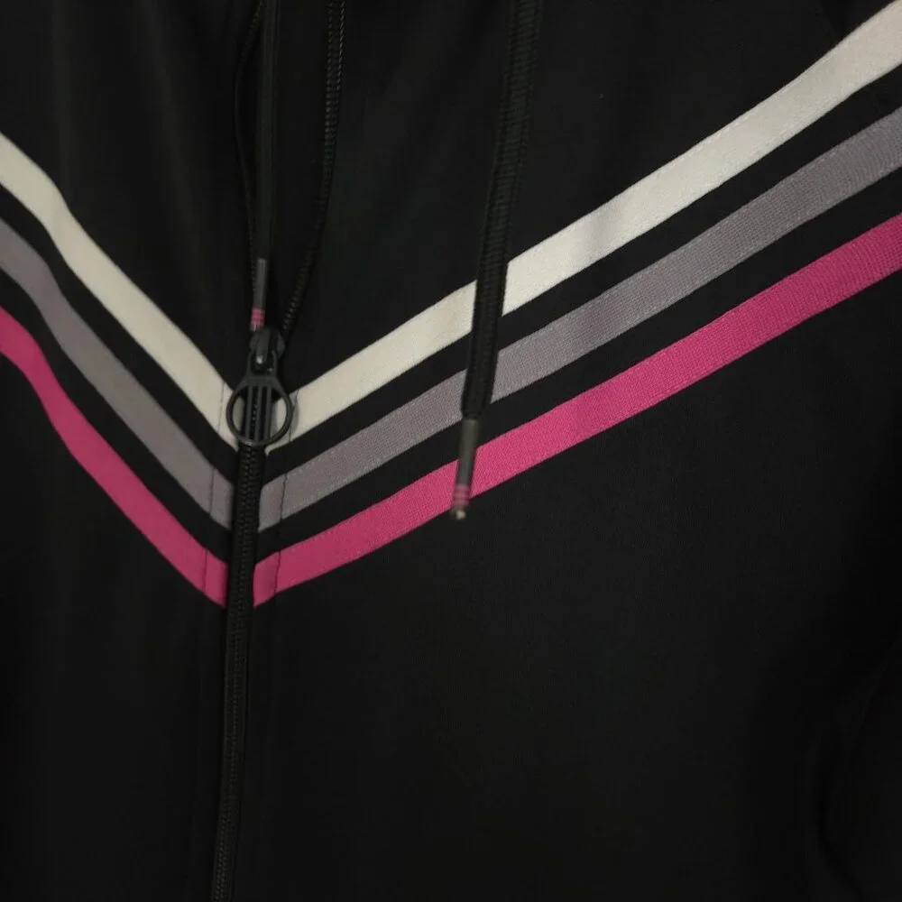 Adidas Essentials Warm-Up Slim 3 Striped Track Jacket Size XL - Black / Pink - Picture 5 of 8